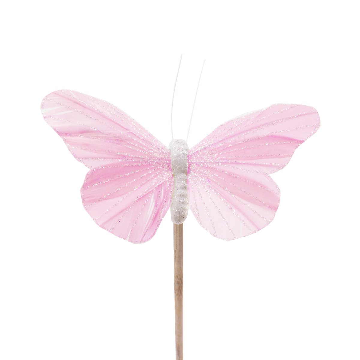 Mariposa Rosy 10,5cm en palo 50cm rosa pastel