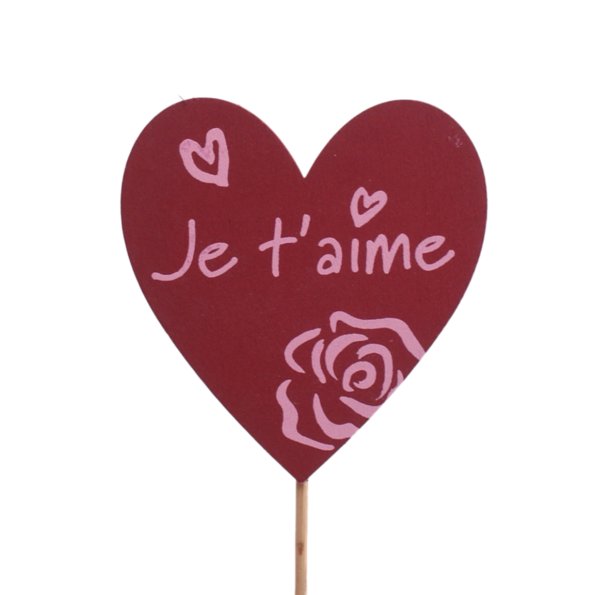 Heart Je T Aime 8cm On 50cm Stick Red