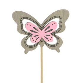 Butterfly Elise 3x2.5in on 20in stick pink