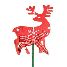Reindeer Wood 7x8cm on 50cm stick