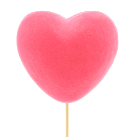 Coeur Velvet Big 12cm sur pique 50cm rose