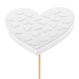 Coeur Pixie 7cm sur pique 50cm blanc