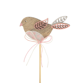 4202386 Bird Kiki 8cm on 50cm stick FSC* pink