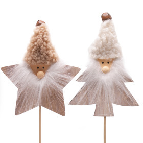 Christmas Wizard 6cm on 8cm stick FSC* assorti x2