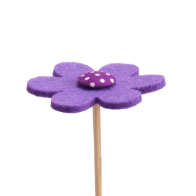 Flower Felt 5cm on 15cm stick purple