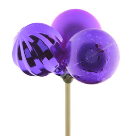 Christmas Balls Trio Mixed 4cm on 50cm stick purple