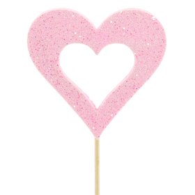 Heart Party Love 9cm on 50cm stick pink