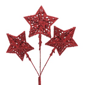 Triple Twinkle Star on 50cm stick red