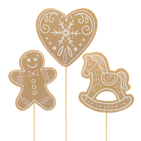 Gingerbread 10cm op 50cm stok assorti x3