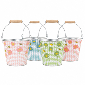 Zinc pot Daisy Ø13/9.5xH12cm ES12 assorted x4