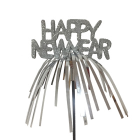 Happy New Year's 12x5cm on 50cm stick silver
