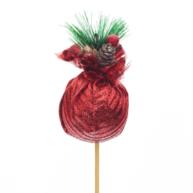Weihnachtsball Present 6cm auf 50cm Stick rot