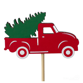 Wooden Deco Truck with Tree 8x5cm on 50cm stick