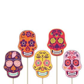 Day of the Dead 5x6cm on 25cm stick assorted x5
