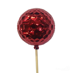 Christmas Ball Hammered 6cm on 50cm stick red