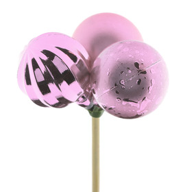Weihnachtskügel Trio Mixed 4cm auf 50cm Stick rosa