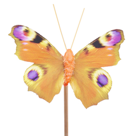 Schmetterling Auralia 8cm auf 50cm Stick gelb