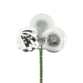 Christmas Balls Trio 3cm on 10cm stick silver