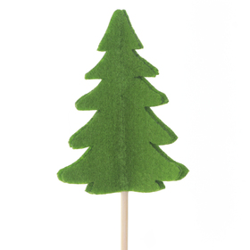 Kerstboom of tradition 10cm op 10cm stok groen