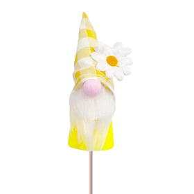 Garden Gnome 4.72in on 20in stick yellow