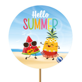 Hello Summer 8cm wooden pick on 50cm stick