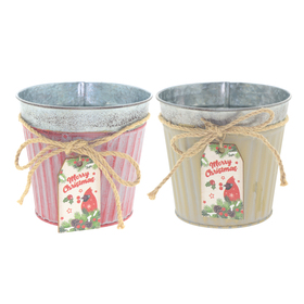 Zinken pot Merry Christmas Ø13/9,7xH12cm ES12 ass2