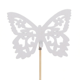 Butterfly Anna 7.5cm on 50cm stick FSC* white