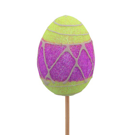 Egg Carousel 2.7in on 20in stick yellow/lilac