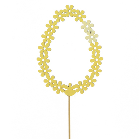 Egg Floral Easter 7.5cm on 50cm stick FSC* yellow