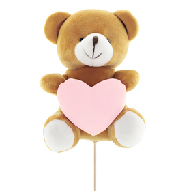 Bär Valentinus 14x10cm auf 50cm Stick mit rose Herz