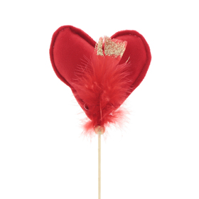 Coeur Helle 10cm sur pique 50cm rouge