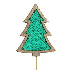 Xmas Tree Sequin 3x4in on 20in stick green