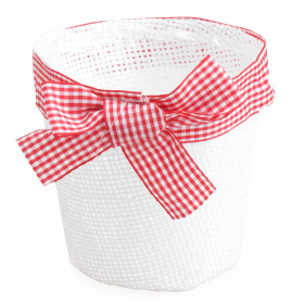 Paperweave Pot Nature Bow 9x12.5x12cm white/red