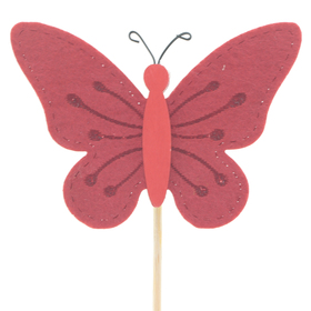 Schmetterling Eloise 9cm auf 50cm Stick FSC* rot