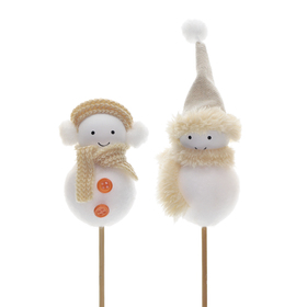 Winter-Puppen Jen & Jo 7cm auf 50cm Stick gemischt x2