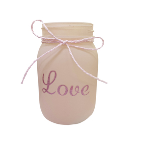 Glass jar Glitter Love 8x13cm rosado