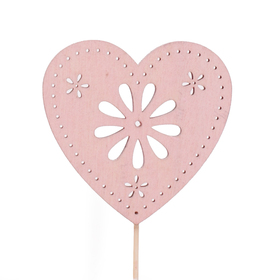 Heart Flower Art 6cm on 15cm stick FSC* pink