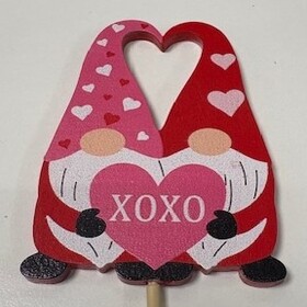 Gnome Vday couple 5.5x8.5cm on 50cm stick