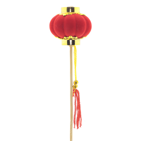 Chinese Lampion 4cm op 50cm stok rood/goud