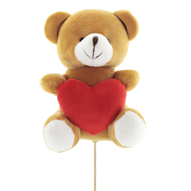 Bear Valentinus 14x10cm on 50cm stick red heart