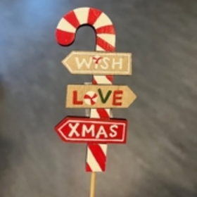 Candy Cane Signs 9cm on 50cm stick