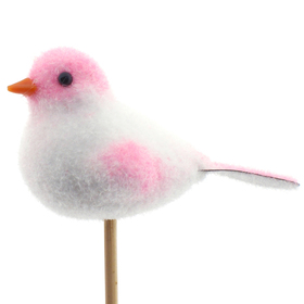 Bird Lisa 8.5cm on 50cm stick pink