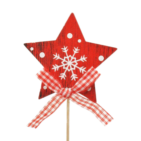 Star wood 7x7cm on 10cm stick FSC* red