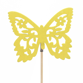 Butterfly Anna 7.5cm on 50cm stick yellow