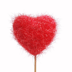 Heart Fuzzy Love 8cm on 50cm stick red