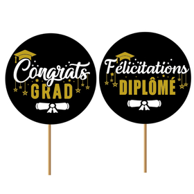 Congrats Grad 8cm on 50cm stick (French/English)