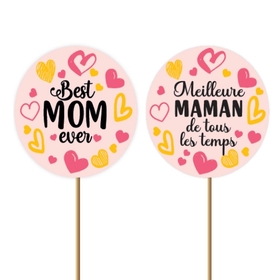 Best Mom Ever 8cm on 50cm stick pink (French/English)