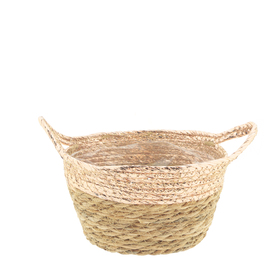 855B-9323 Basket Seagrass with Rose Gold edge D23