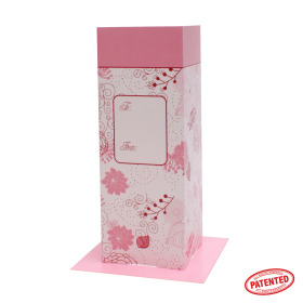 Card Vase NL Fantasy Garden 8.5x8.5x24cm pink