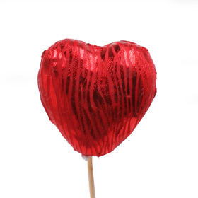 Heart Love Deluxe 6cm on 50cm stick red
